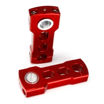 Snowmobile Pivoting Handlebar Fixed Height Risers Red